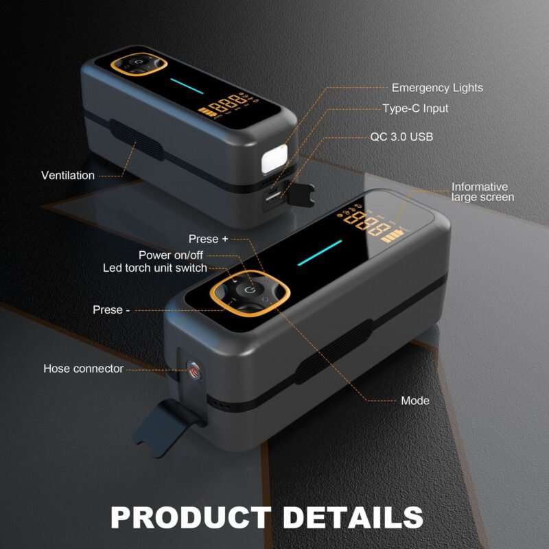 10000mAh 150psi Portable Tire Inflator for Car, Bike & Motorcycle